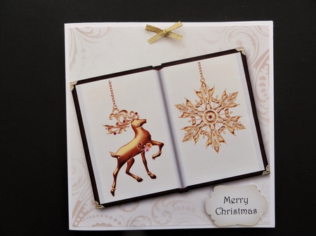 Open Book Christmas No Flowers - Golden Baubles by Valerie Spowart