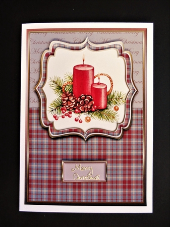 A5 Christmas Candle Card Front with Topper Layers and sentiments  by Valerie Spowart