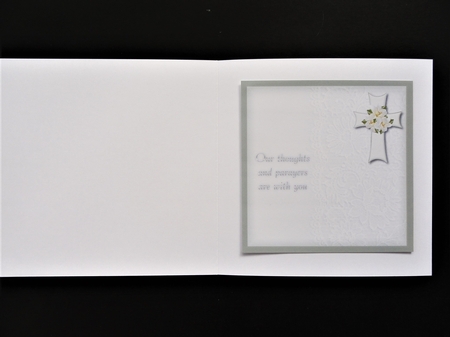 Sympathy Card Lilies on Cross with Butterflies with Insert 6 x 6 by Valerie Spowart