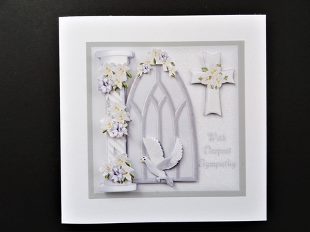 Arch with Lilies on Pillar Sympathy Card 6 x 6 by Valerie Spowart