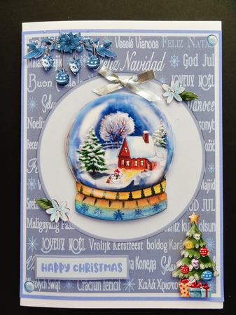 Snowglobe with Snowman Christmas greeting card by Valerie Spowart