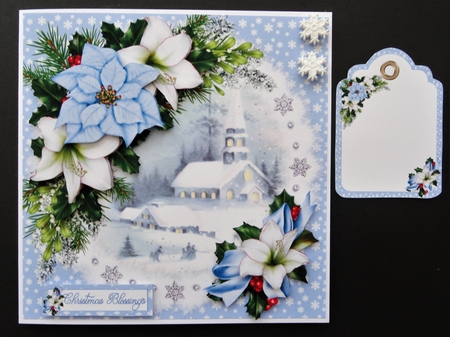 Christmas church with flowers 2 8x8 & A5 mini kit by Valerie Spowart