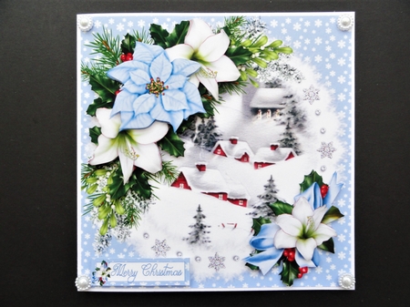 Christmas village scene with flowers  8x8 & A5 mini kit by Valerie Spowart