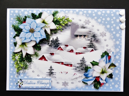 Christmas village scene with flowers  8x8 & A5 mini kit by Valerie Spowart