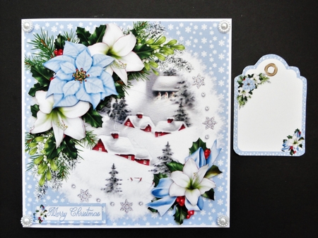 Christmas village scene with flowers  8x8 & A5 mini kit by Valerie Spowart
