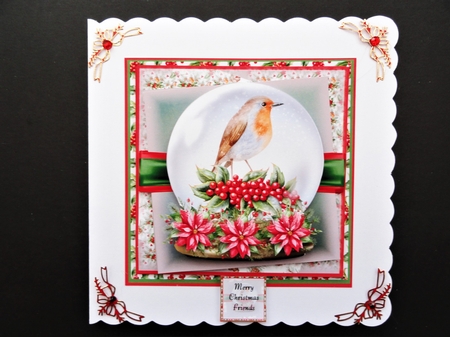 Mr Robin Christmas Globe card size 6 x 6 by Valerie Spowart