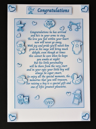 Two Verse Toppers/Inserts/Card Front for New Baby by Valerie Spowart