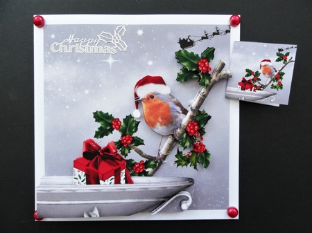 Yule Tide Magic - Rockin Robin 3 - 3D Decoupage kit + Insert & Gift Tag by Valerie Spowart