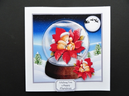 Snow Globe Teddy with Poinsettia by Valerie Spowart
