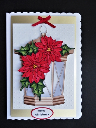 Christmas Lantern Light Brown & Poinsettias by Valerie Spowart