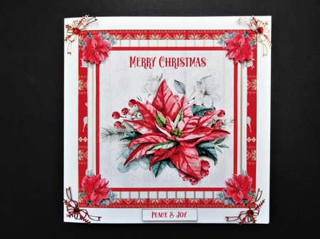 Merry Christmas Poinsettia Decoupage 7x7ins Topper 3 by Valerie Spowart