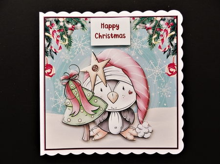 Penguin Bringing home the tree by Valerie Spowart