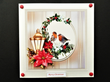 Robins and poinsettia 7x7 by Valerie Spowart