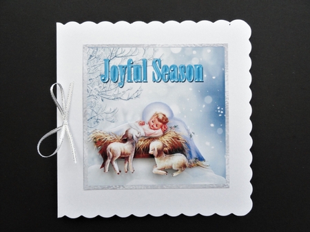 The Christmas Miracle - 6x6 inch card front with decoupage by Valerie Spowart