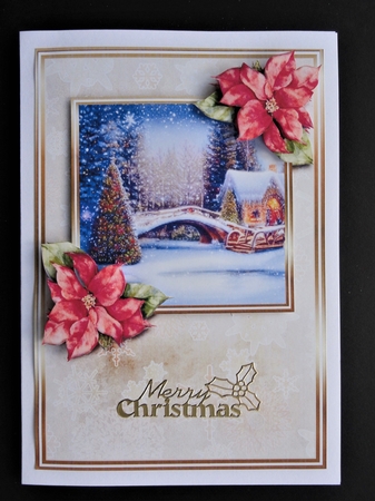 A5 Christmas Scene 2 - Card Front, Topper, Decoupage & Sentiments by Valerie Spowart