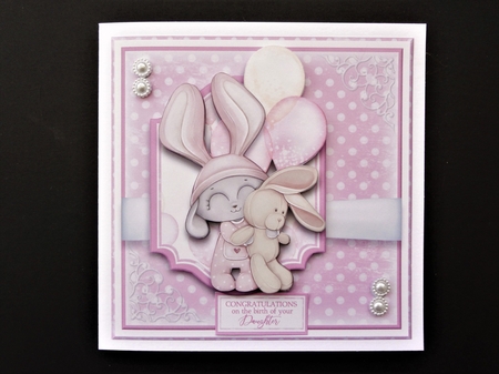 8x8 Bunny Baby Girl Mini Kit - Decoupage - x6 A4 sheets  by Valerie Spowart