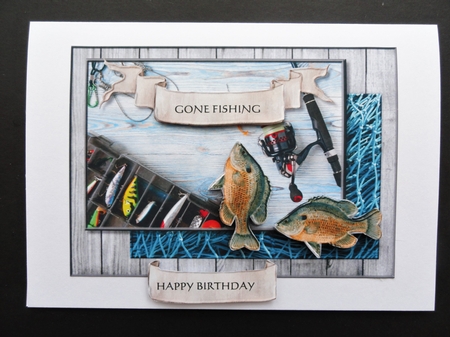 Gone Fishing Male Card Mini Kit DESIGN NR. 2 by Valerie Spowart