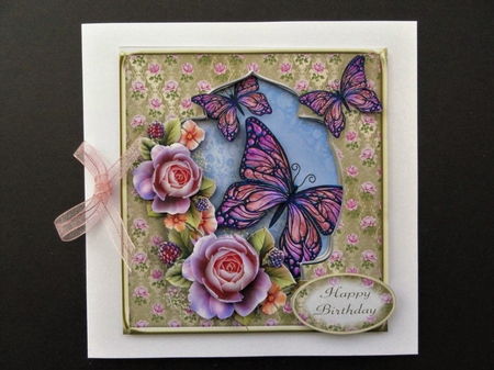 Butterflies and Roses Apeture Card  by Valerie Spowart