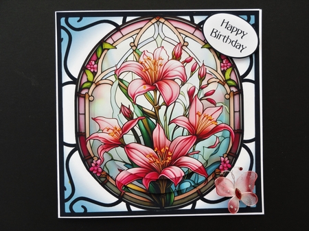 Floral Stained Glass Window - Pink Bouquet 1 by Valerie Spowart