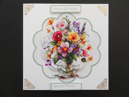 Vase of spring flowers scallop by Valerie Spowart
