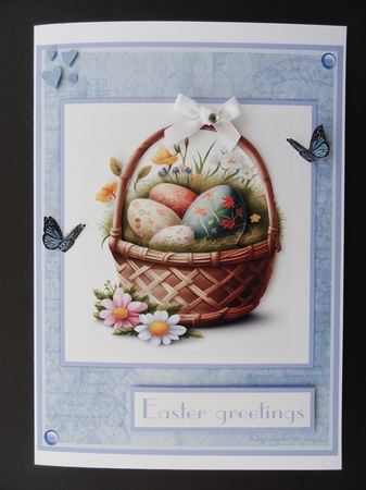 Happy Easter with basket and eggs greeting card by Valerie Spowart