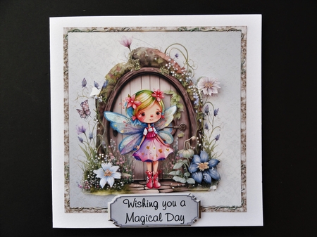 Fairy Doors 2 - 6x6 inch card front with decoupage by Valerie Spowart