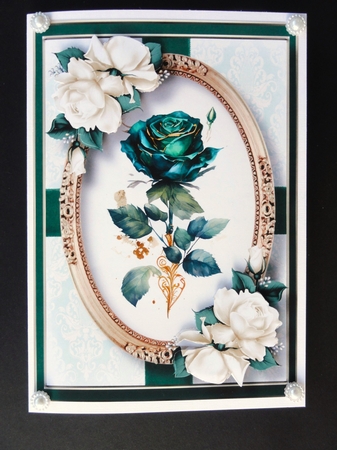 Emerald Rose & Ivory Roses A5 by Valerie Spowart