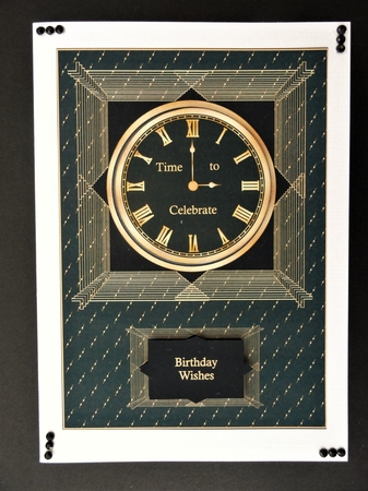 A5 Time to celebrate quick card front. by Valerie Spowart