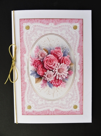 Floral Display Lace Frame Decoupage Topper 1 by Valerie Spowart