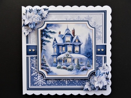 Blue Winter Houses Card Front Toppers Kit by Valerie Spowart