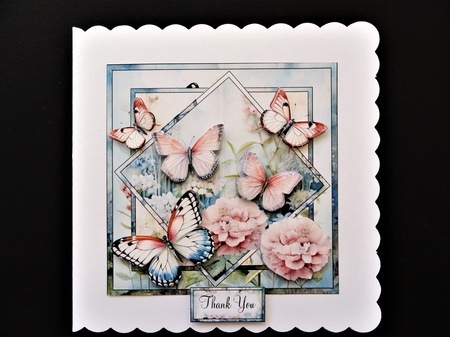 Butterflies and Flowers Square in Squares Various Occasions by Valerie Spowart