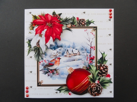 8x8 Snowy house with Robin scene choice of two mini kit by Valerie Spowart