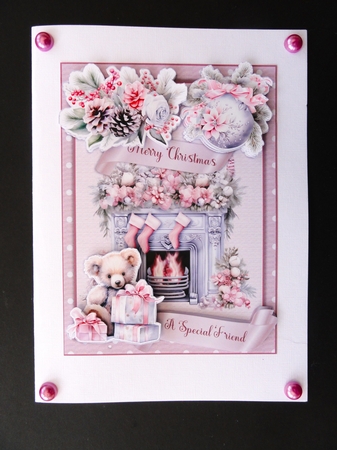 Pink Christmas Card Kit 1 with 48 Sentiment tags, Inserts and envelope by Valerie Spowart