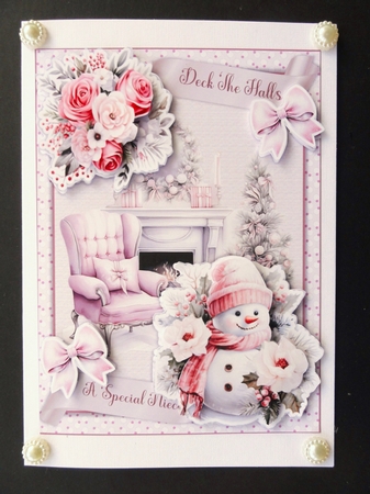 Pink Christmas Card Kit 3 with 48 Sentiment tags, Inserts and envelope by Valerie Spowart