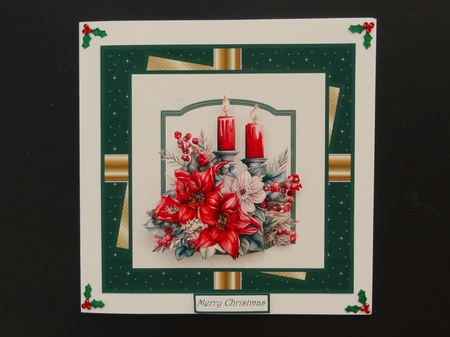Christmas candles and flowers 7x7 card by Valerie Spowart
