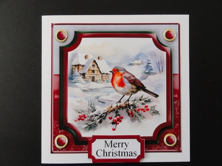 Christmas Robin Winter Scene Topper 2  6x6 by Valerie Spowart