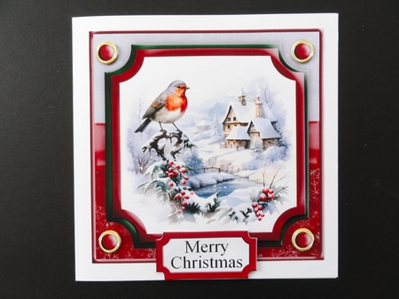 Christmas Robin Winter Scene Topper 7 6x6 by Valerie Spowart