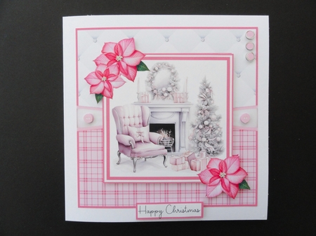 A Christmas Medley - Pink #2 8x8 Quick Card Design 1 by Valerie Spowart