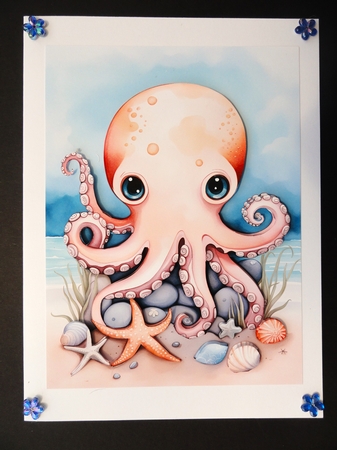 Ollie the Octopus A4 by Valerie Spowart
