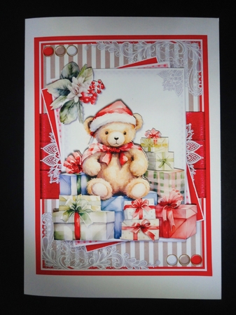 vintage Red and Kraft Christmas Card  by Valerie Spowart