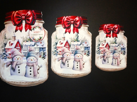 Christmas Village Snowmen Jar 02 Mini Page Kit by Valerie Spowart
