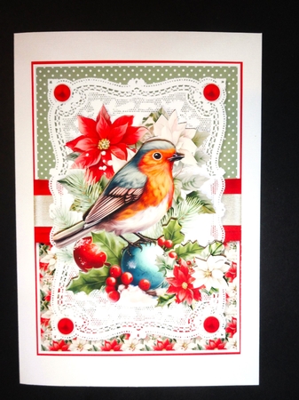 Robins and Poinsettias with Decoupage 7x5 inch No.6 by Valerie Spowart