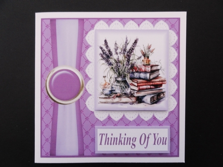 Lavender and books card front 2 by Valerie Spowart