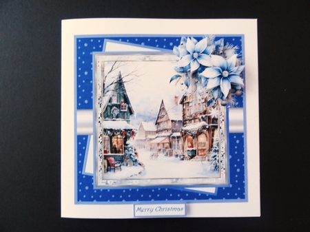 Christmas village blue flowers 7x7, insert and gift cards by Valerie Spowart