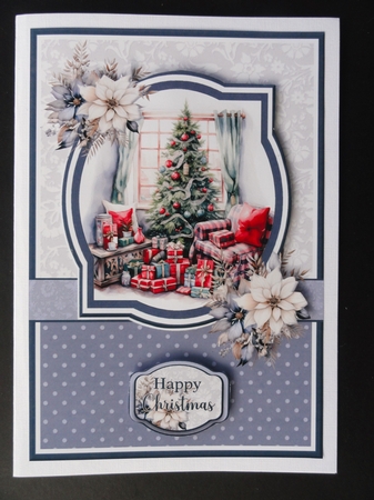 A5 Christmas Fireplace 11 Card Front, Toppers and Sentiments  by Valerie Spowart