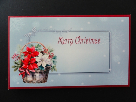 Christmas stocking, basket of flowers, Christmas gift money wallets by Valerie Spowart
