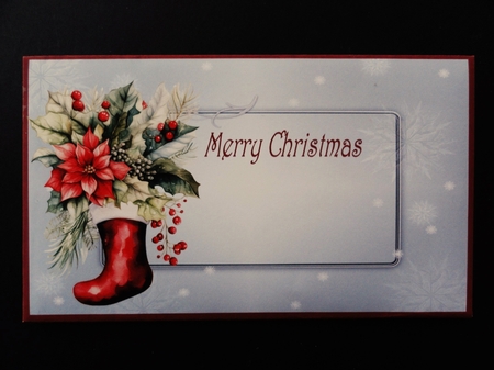 Christmas stocking, basket of flowers, Christmas gift money wallets by Valerie Spowart