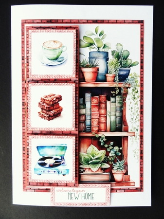 Cosy New Home Simple Squares 5 x 7 by Valerie Spowart