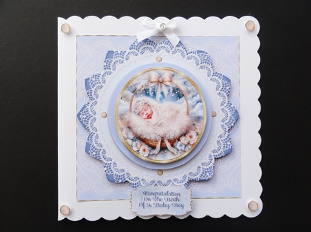 New Baby Boy 7 x 7 Card by Valerie Spowart