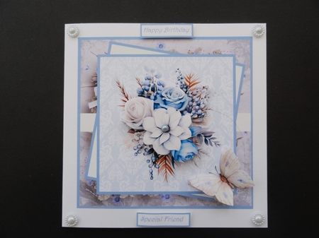 Blue and white flowers 7x7 by Valerie Spowart